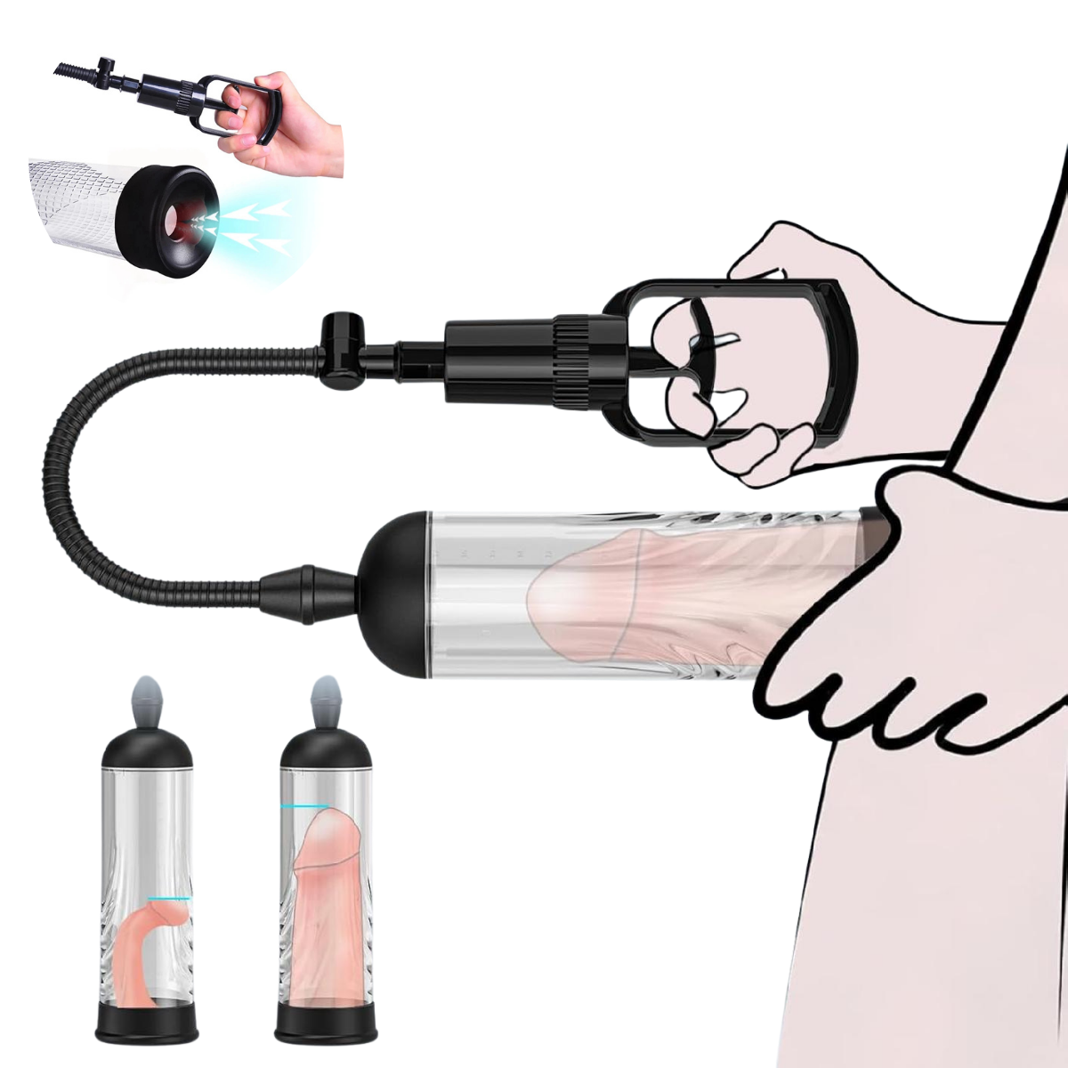 Magnus – Bomba Manual de Succión con 3 Fundas de Silicona