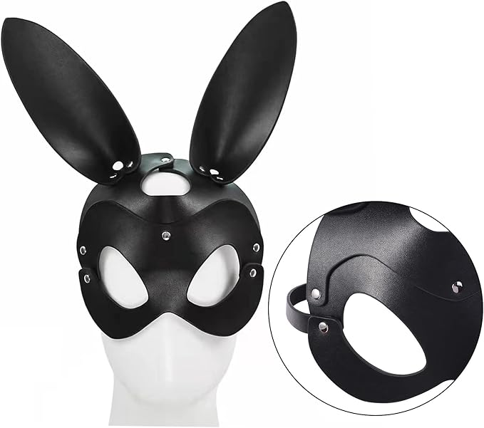 Conejita – Máscara BDSM Cosplay de Cuero Vegano | Accesorio Erótico Sexy 🖤