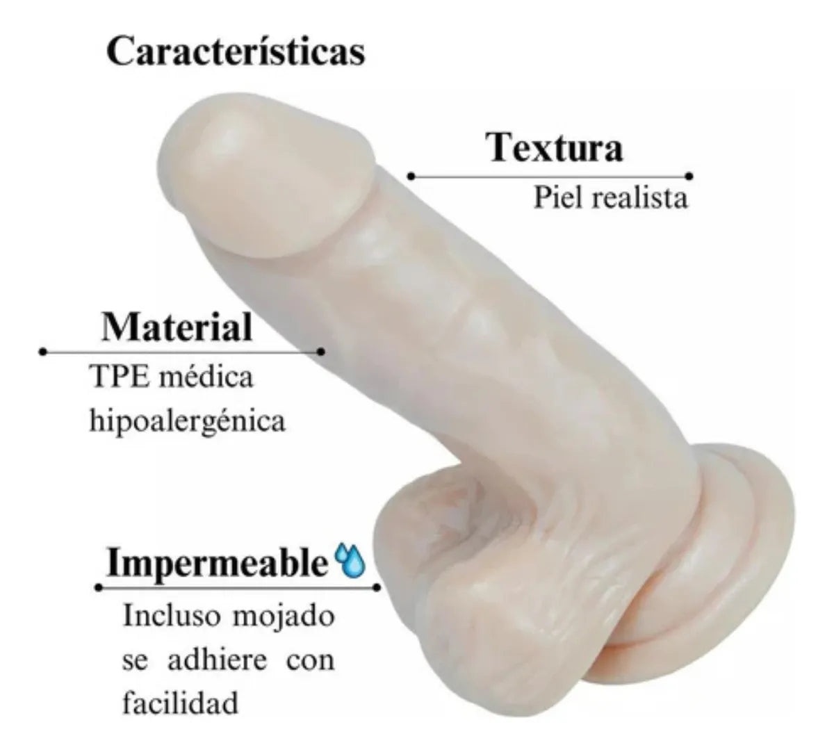 Combo Dildo Realista con Ventosa + Lubricante Prolub 80 g