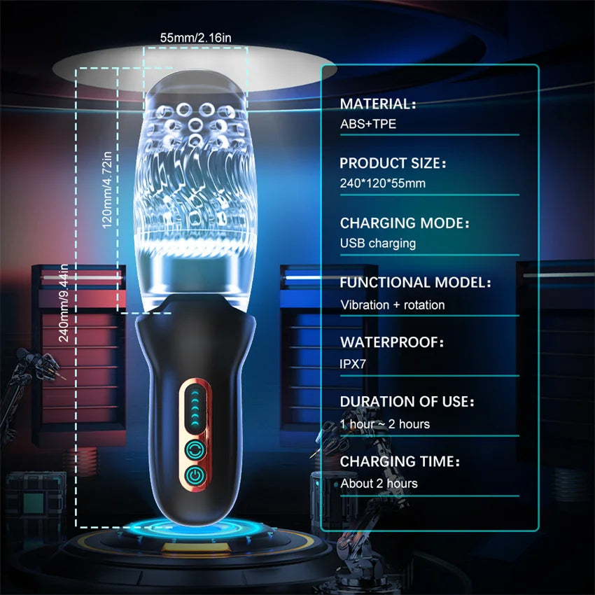 Rob – Masturbador masculino rotación 360° y vibración multivelocidad