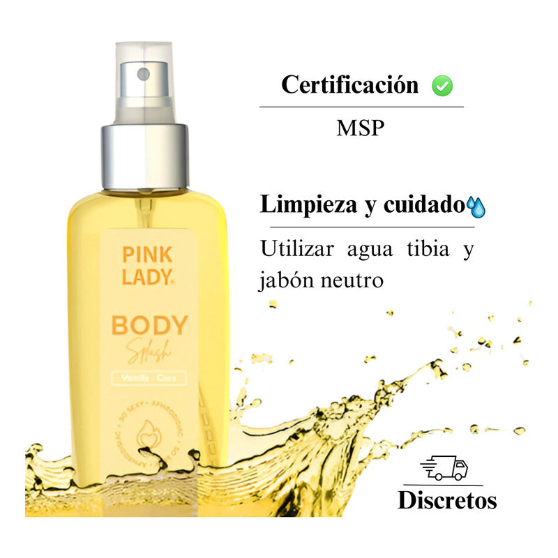 Fragancia Coco y Vainilla del Body Splash PINK LADY.