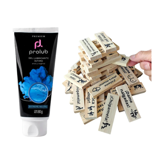 Combo Jenga Hot con lubricante Prolub 80 g para parejas