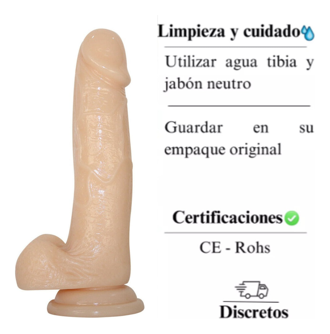 Dildo realista Adrián de 18,5 cm para estimulación intensa