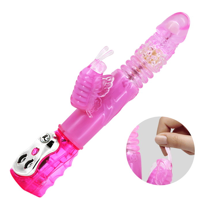 Dildo vibrador realista con movimiento de empuje
