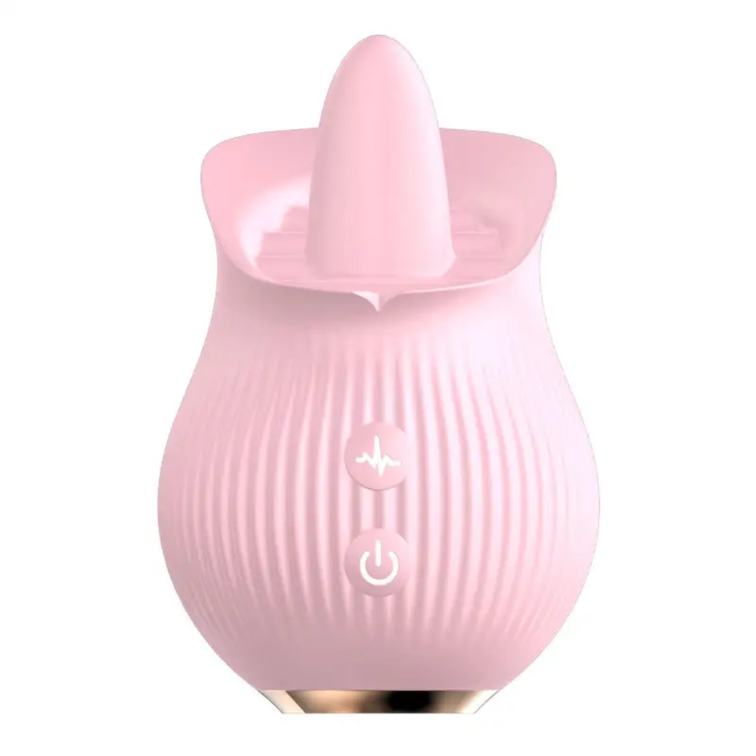 Lengua vibradora Rose de silicona médica hipoalergénica color rosa