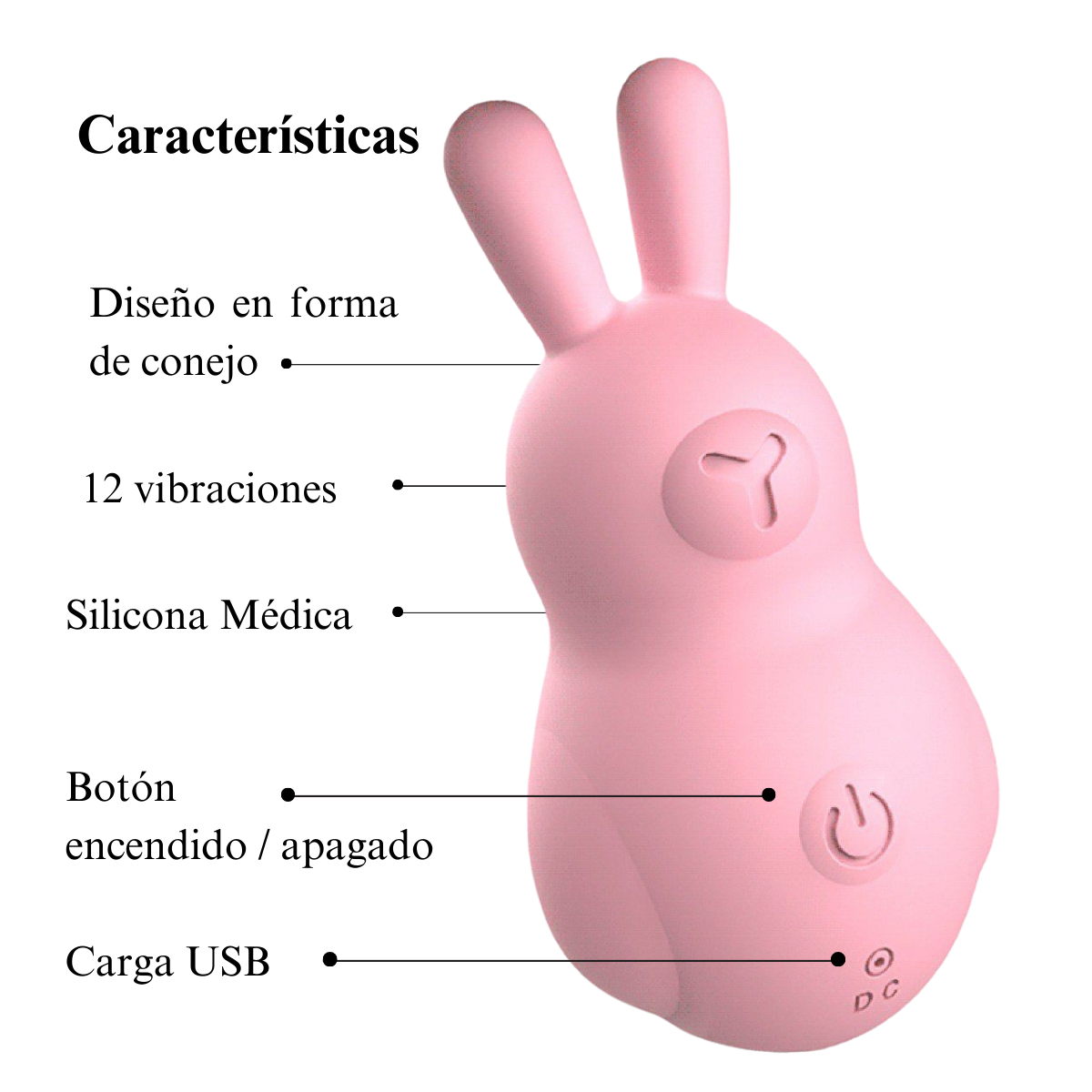 Mini vibrador tipo conejo compacto y portátil Vibra Uruguay