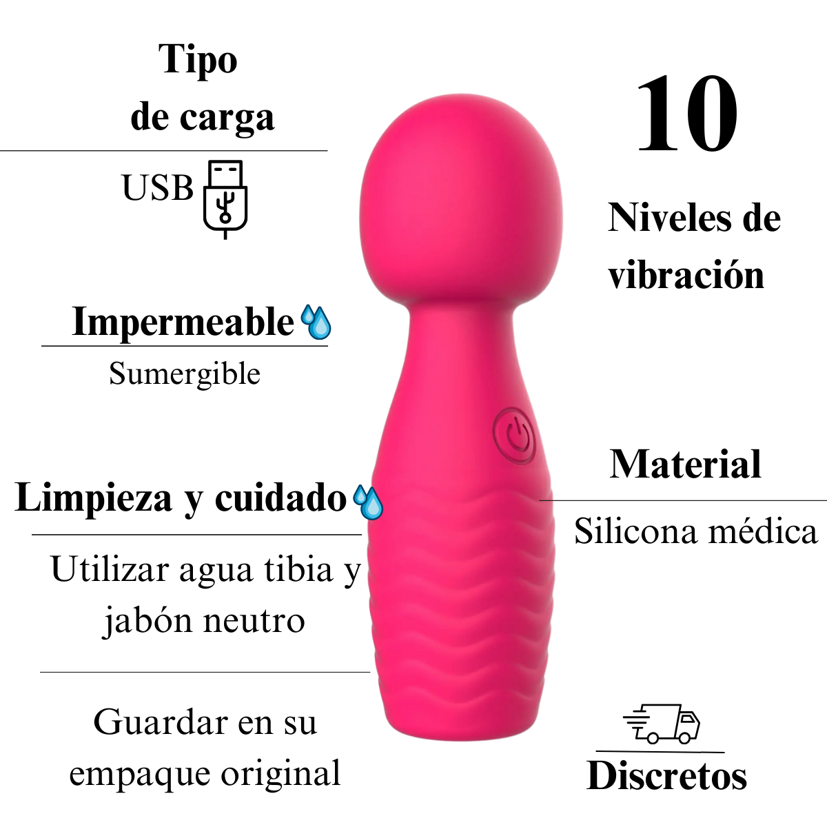 Mini vibrador resistente al agua para ducha o bañera