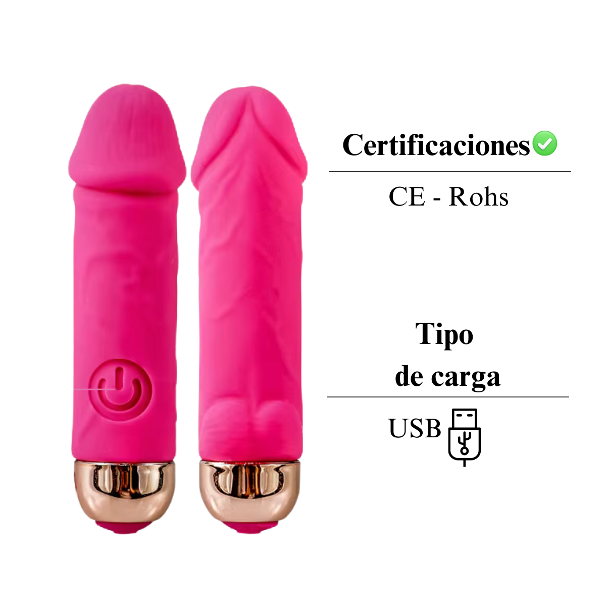 Mini vibrador rosado portátil recargable USB Vibra Uruguay