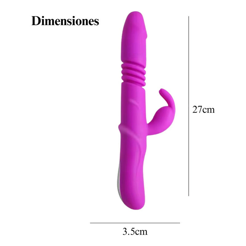 Vibrador con eje rotativo y estimulador tipo conejo