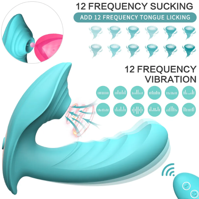 Vibrador con control remoto inalámbrico y modos de succión