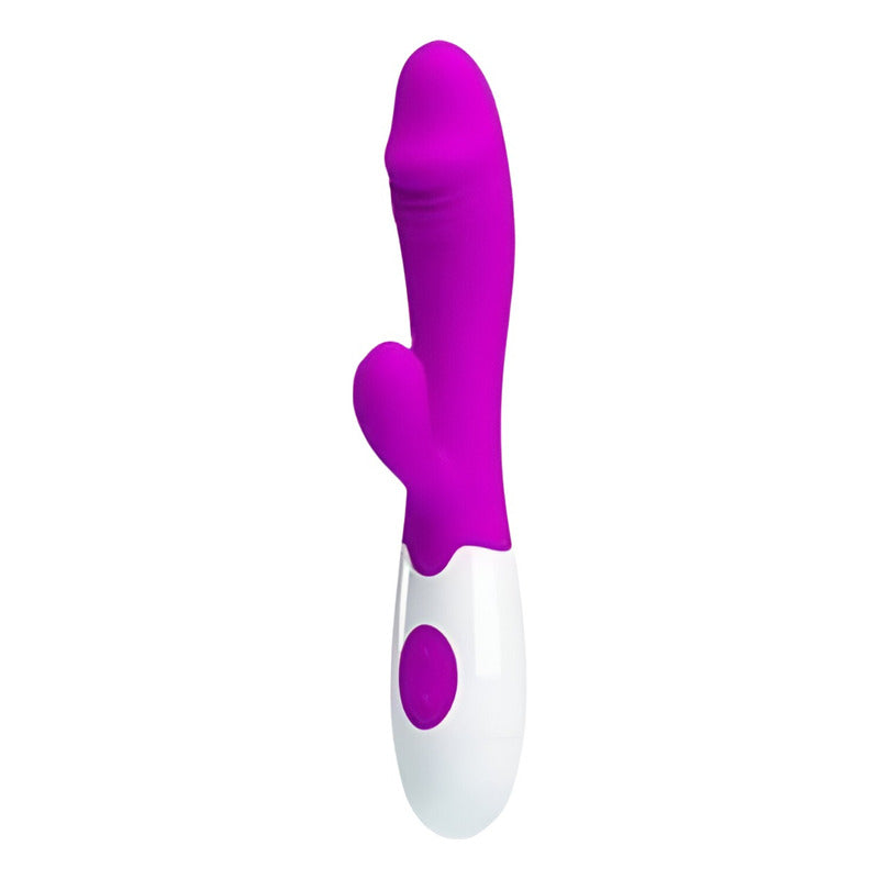 Vibrador Zoe multivelocidad para clítoris y punto G, diseño ergonómico color violeta de Vibra Sexshop Uruguay.