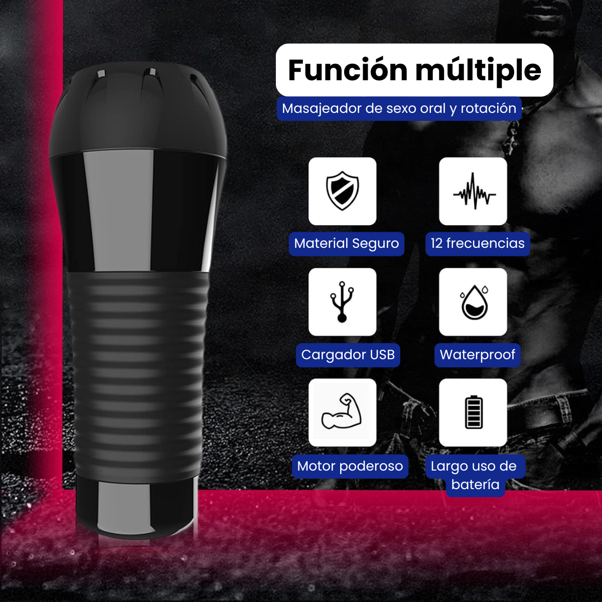 Masturbador Masculino Vibrador forma de Vagina  Recargable