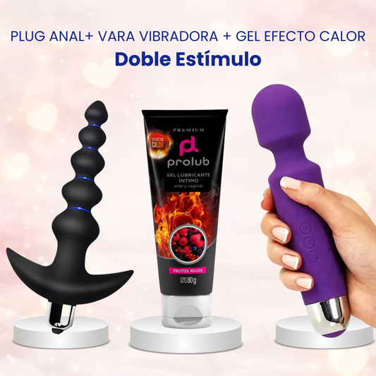 Plug Anal + Vara Vibradora + Gel Lubricante – Doble Estimulación