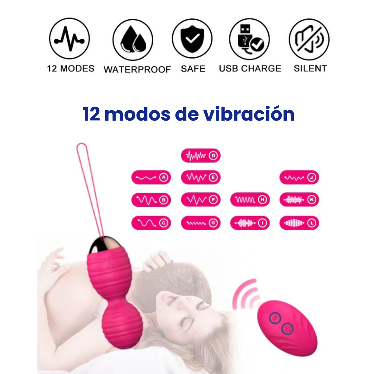Set 4 Bolas Kegel Control Remoto Vibrador Recargable Bolsito