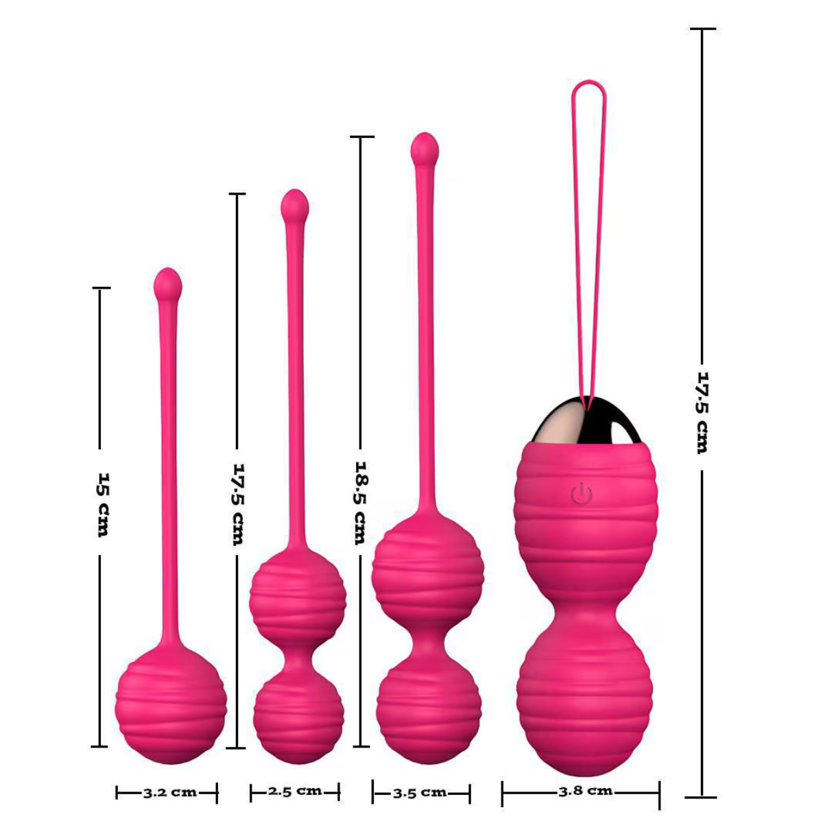 Set 4 Bolas Kegel Control Remoto Vibrador Recargable Bolsito