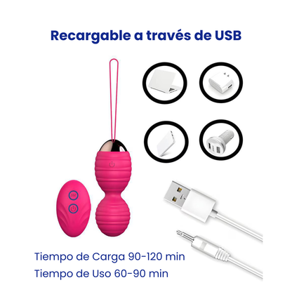 Set 4 Bolas Kegel Control Remoto Vibrador Recargable Bolsito