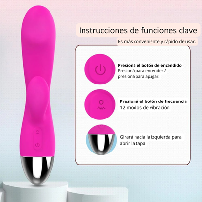 Dora - Vibrador Doble con Estimulador de Punto G – 12 Modos