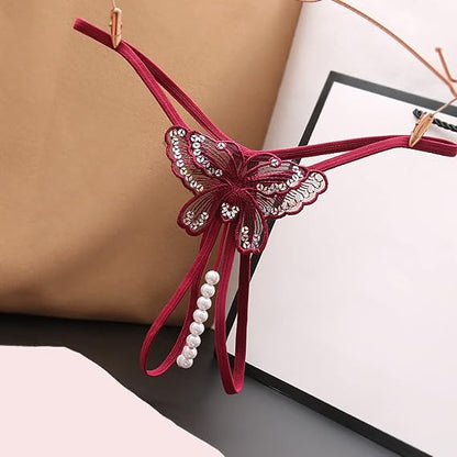 Tanga Mariposa con Perlas y Encaje Sensual