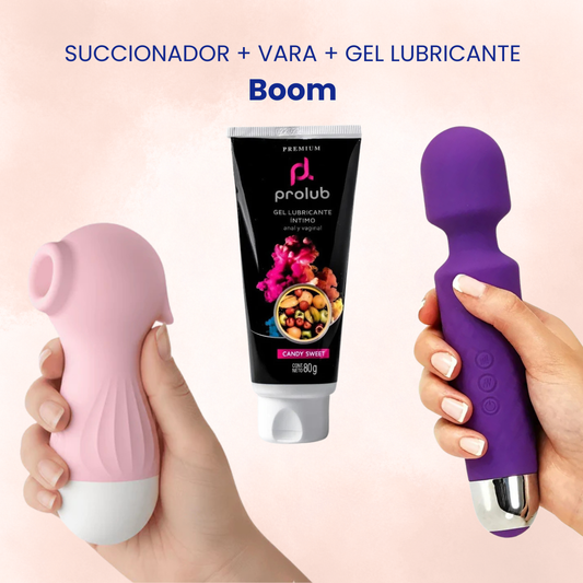Kit Vara Masajeadora + Succionador Clitoris + Gel Lubricante