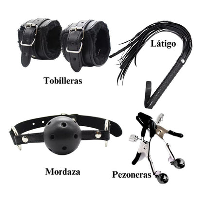 Set Kit 10 En 1 Accesorios Fetiche Bdsm Bondage Premium