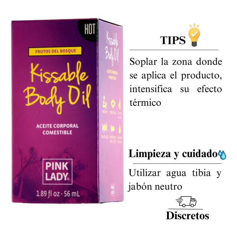 Aceite Íntimo Comestible PINK LADY — Efecto Calor & Masajes
