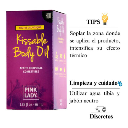Aceite Íntimo Comestible PINK LADY — Efecto Calor & Masajes