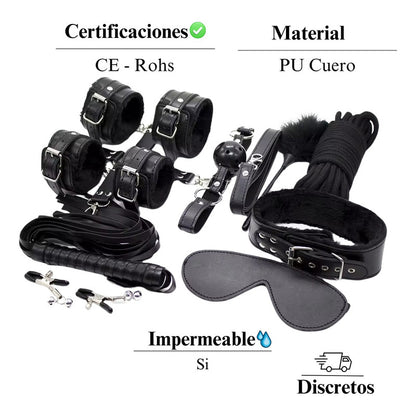 Set Kit 10 En 1 Accesorios Fetiche Bdsm Bondage Premium