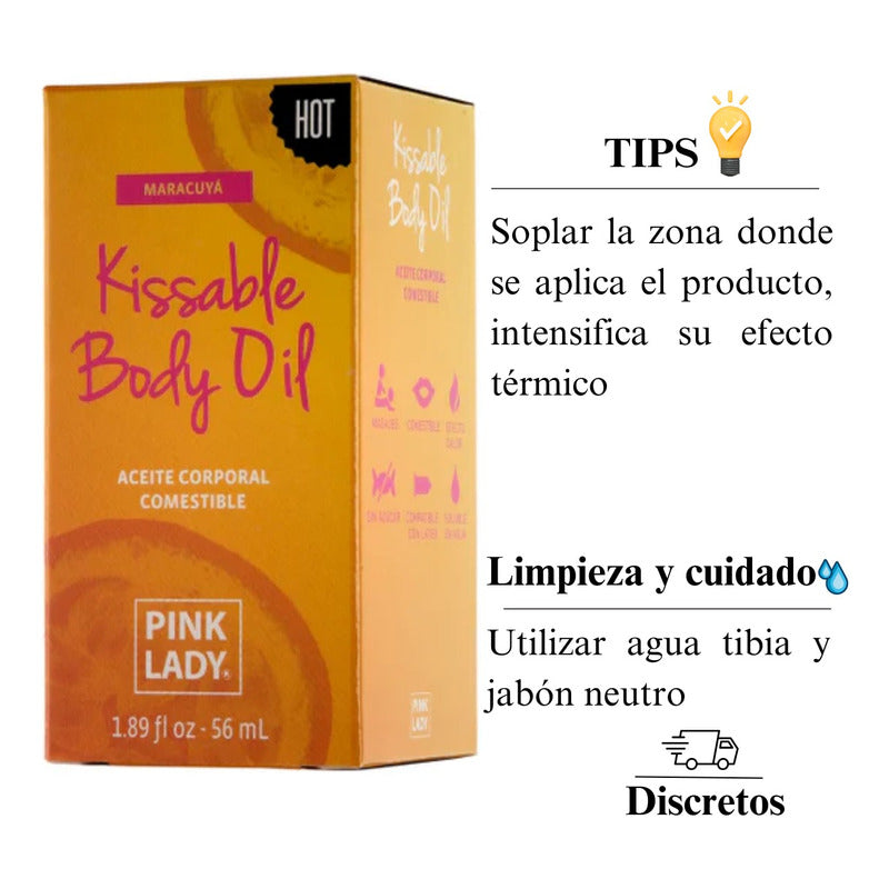 Aceite Íntimo Comestible PINK LADY — Efecto Calor & Masajes