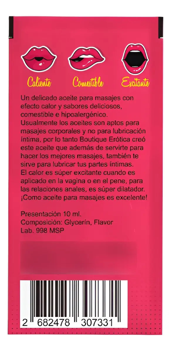 Aceite Hot Kiss Frutilla 60 ml – Efecto Calor Comestible
