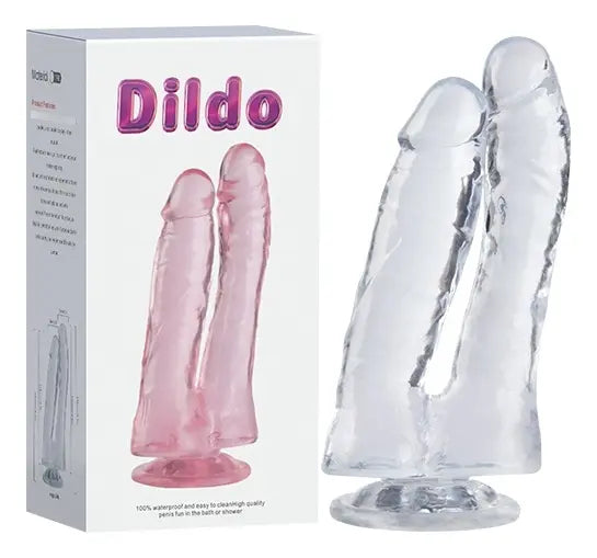 Dildo Doble Flexible con Ventosa Transparente