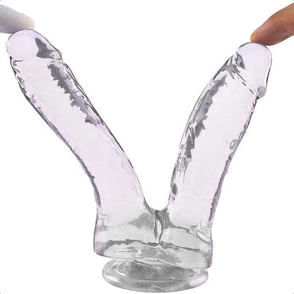 Dildo Doble Flexible con Ventosa Transparente