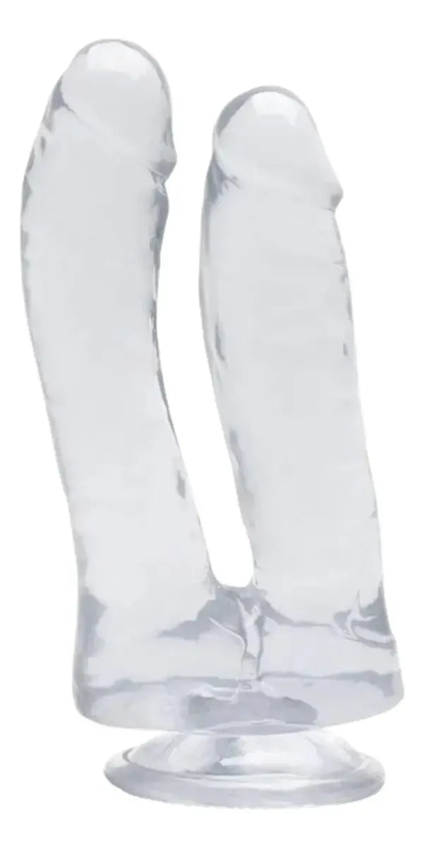 Dildo Doble Flexible con Ventosa Transparente