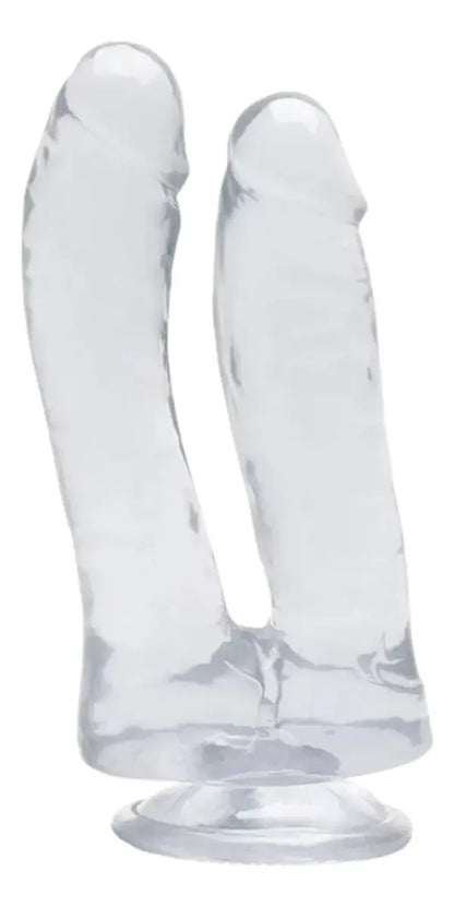 Dildo Doble Flexible con Ventosa Transparente