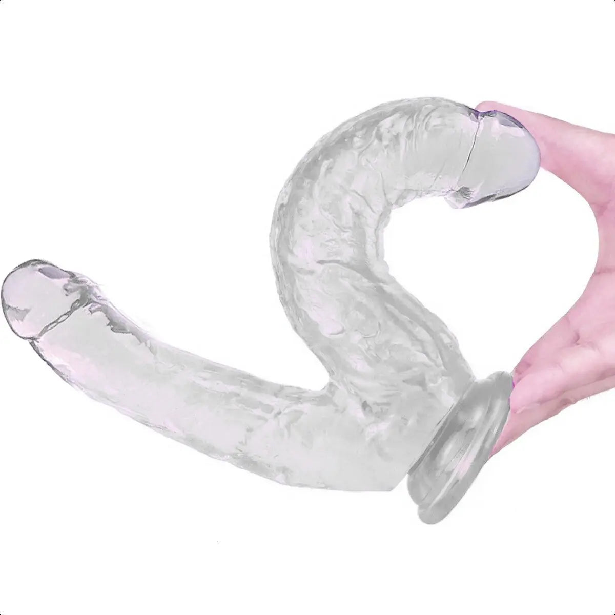 Dildo Doble Flexible con Ventosa Transparente