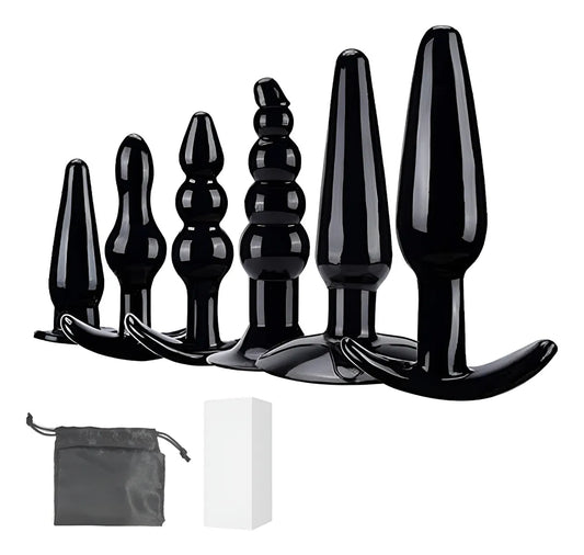 set de 6 plugs anales con agarre y bolsito