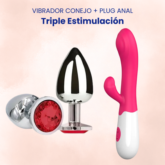 Vibrador Conejo + Plug Anal – Triple Estimulación