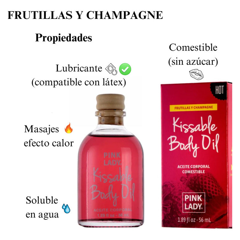 Envase de vidrio Aceite Íntimo PINK LADY comestible y lubricante.
