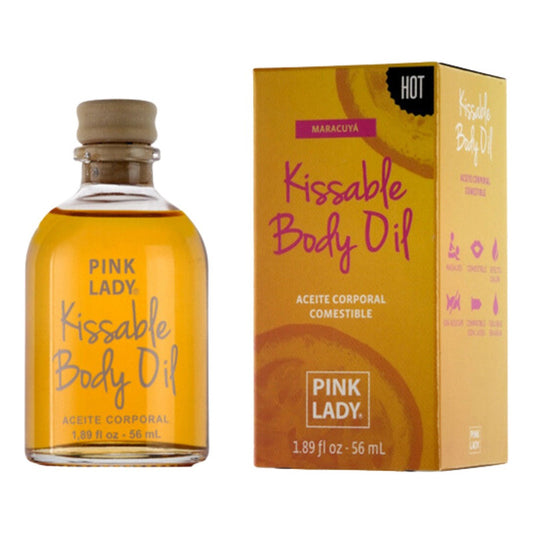 Aceite Íntimo PINK LADY sabor Maracuyá con efecto calor, comestible y lubricante.
