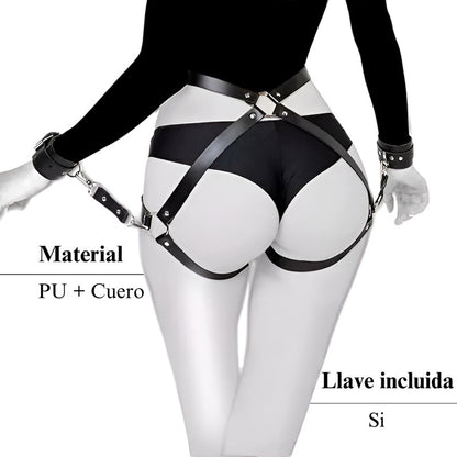Arnés sexual ajustable con correas de cuero PU resistente