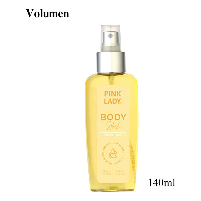 Envase 140ml del Body Splash PINK LADY Coco Vainilla.
