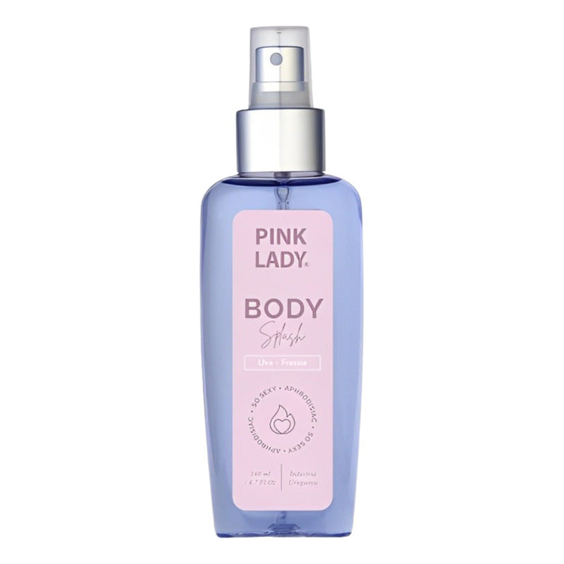 body splash, perfume corporal, splash femenino, fragancia uva fressia, aroma frutal floral, afrodisiaco corporal, pink lady, perfume diario, spray corporal, fragancia fresca, industria uruguaya, splash 140ml
