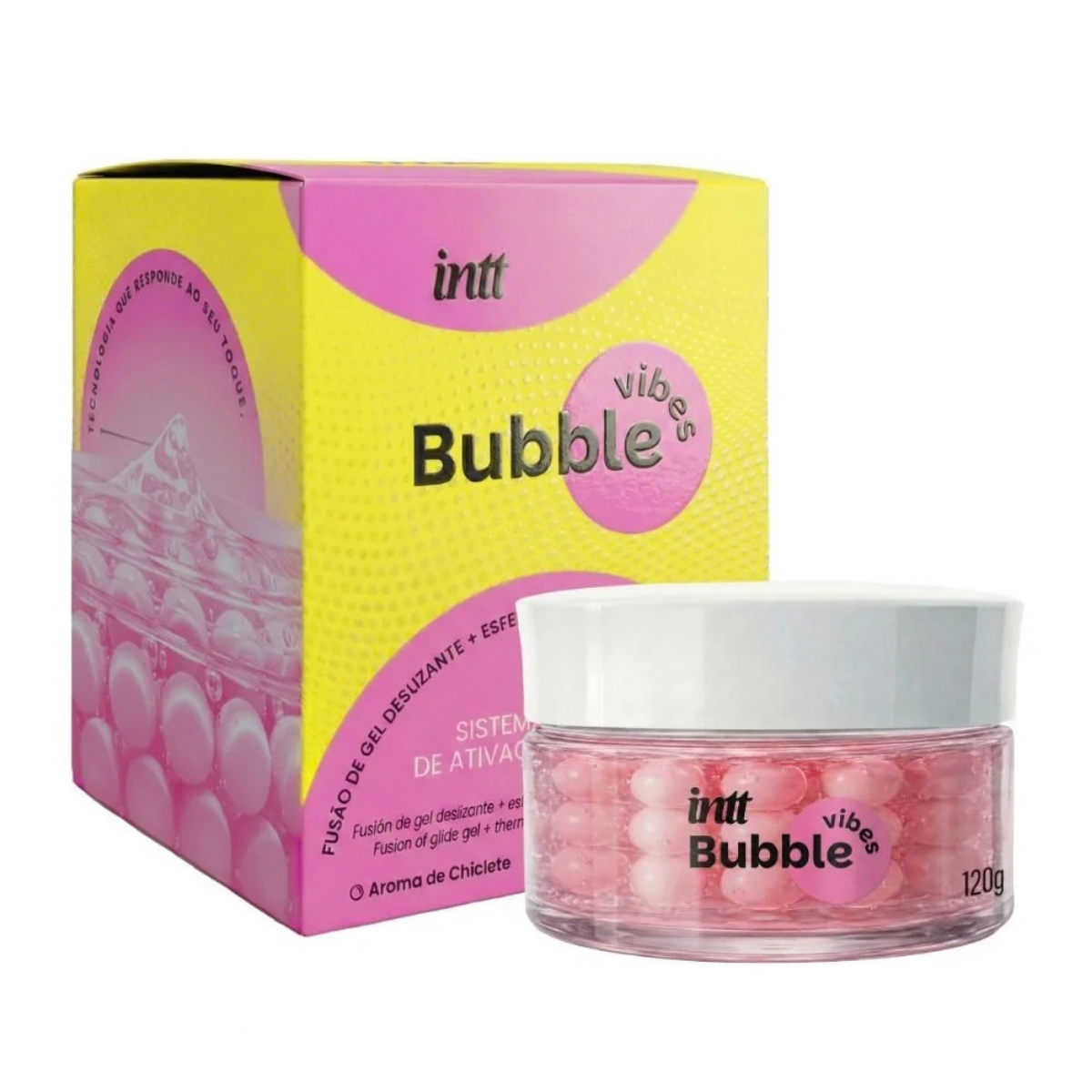 Gel 3 en 1 Bubble Vibes de INTT con esferas sensoriales y aroma a chicle, 120 g