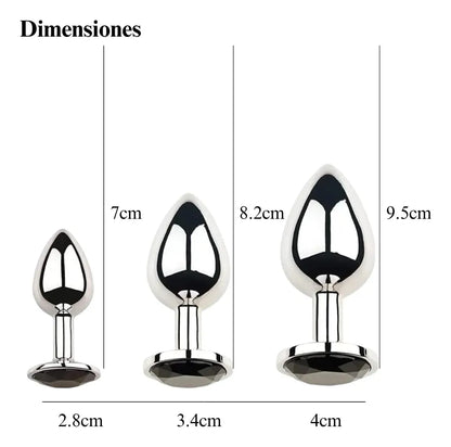Set de plugs anales Onyx plateados con lubricante Prolub ideal para placer anal cómodo y seguro