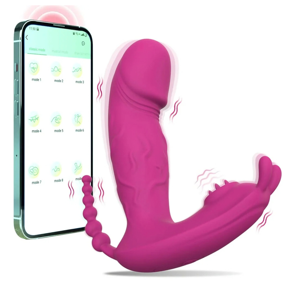 Vibrador Flame con estimulador anal y de punto G, control por app