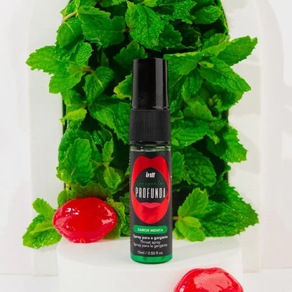 Detalle del aplicador en spray de Garganta Profunda sabor menta