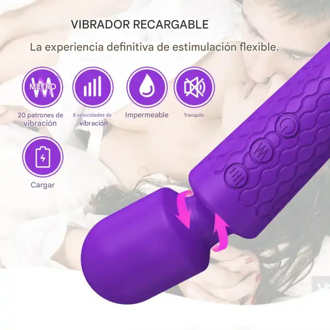 Vibrador potente Niki color fucsia con carga USB
