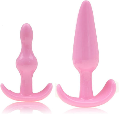 Set de plugs anales rosados de silicona médica