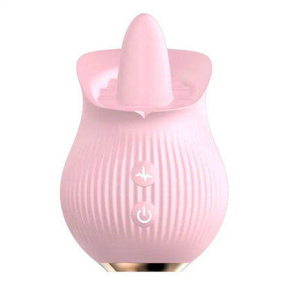 Lengua vibradora Rose de silicona médica hipoalergénica color rosa