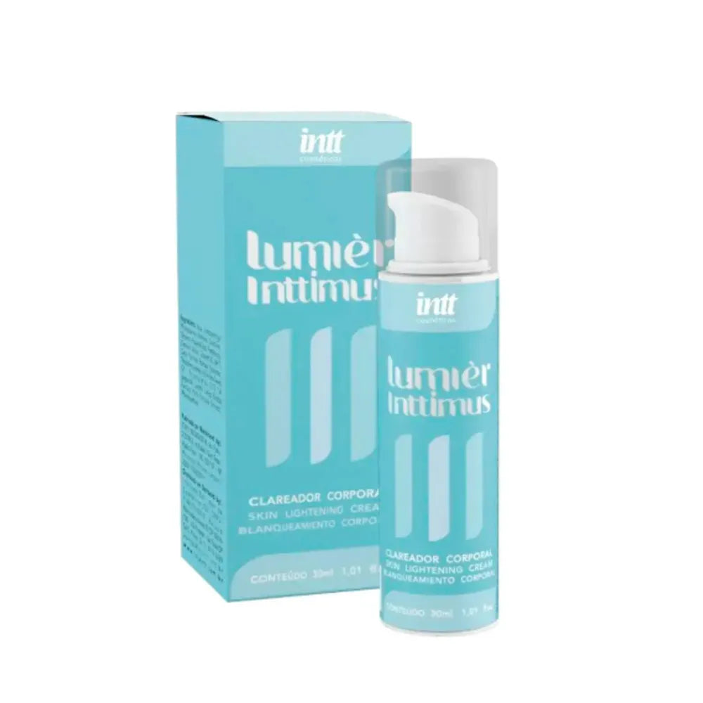 Envase del clareador intimo y corporal Lumiere Inttimus con tapa dosificadora