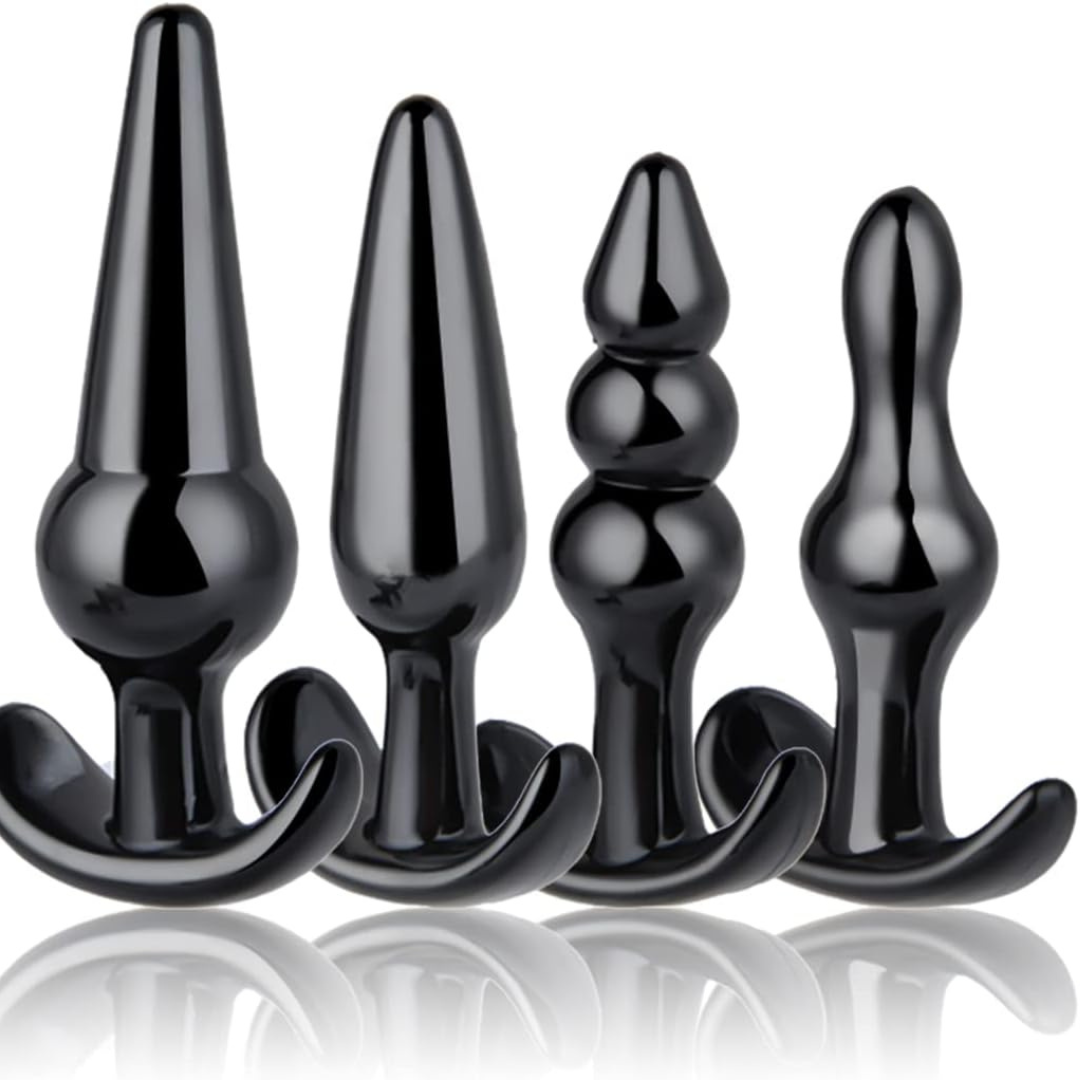 Plug anal negro de silicona médica hipoalergénica Éxtasis.  
